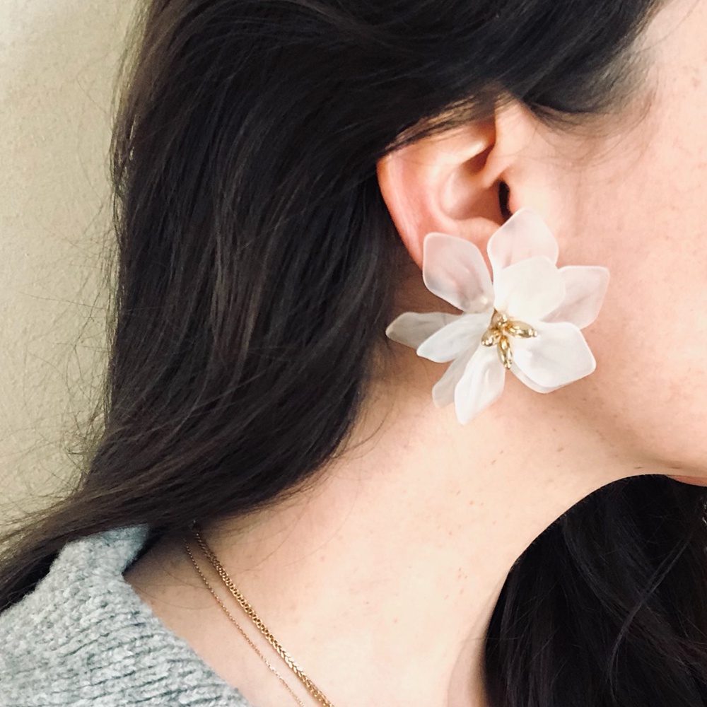 Hyperbole Flower Earrings Women Acrylic Big White Orange Green Flower Holiday Earrings Shopee