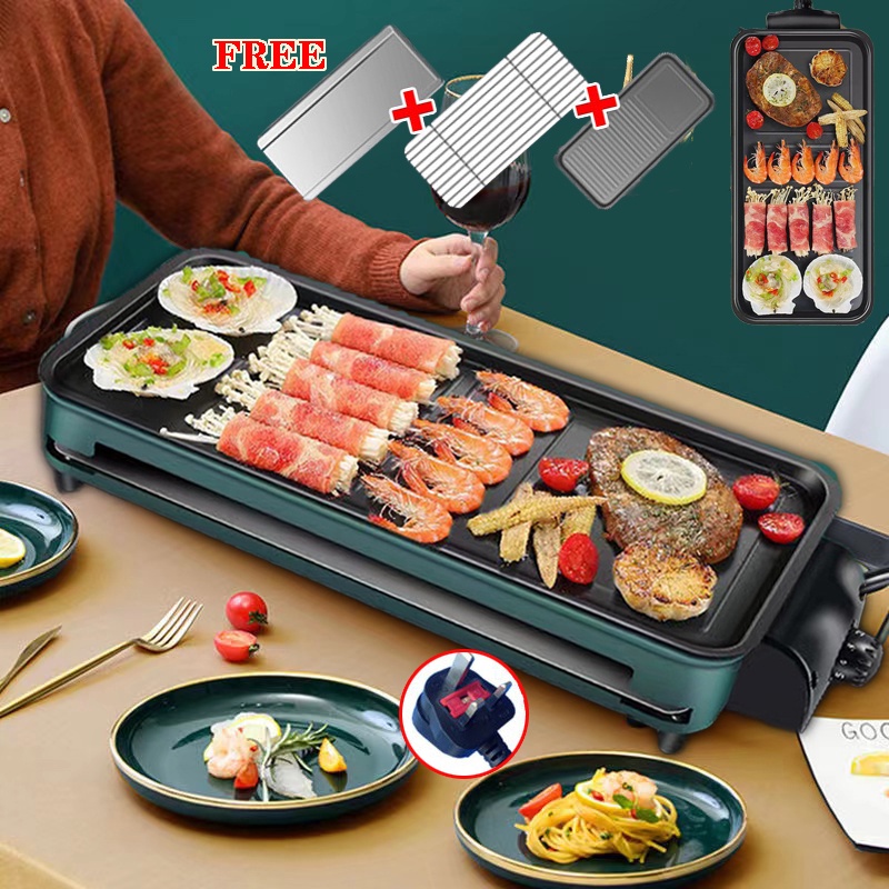 Electric Barbeque BBQ Grill Smokeless Pan Korean BBQ Detachable BBQ Pan ...