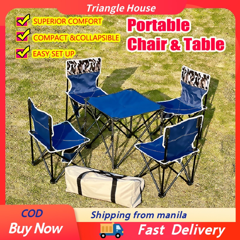 ┅∏5pcs Camping Chair Table set Portable Chair Desk Adult Folding