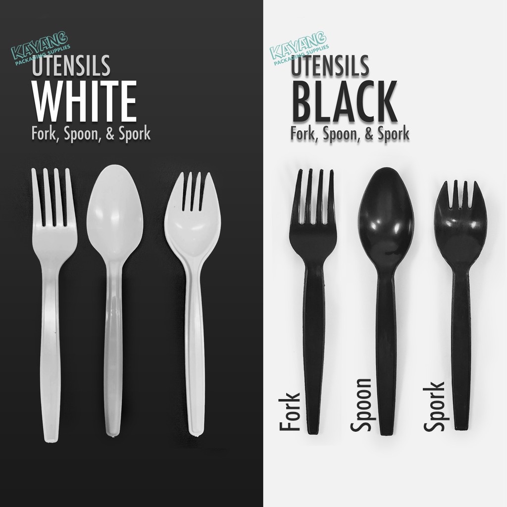 [25pcs] Spoon, Fork, Spork Disposable Plastic Utensils Shopee