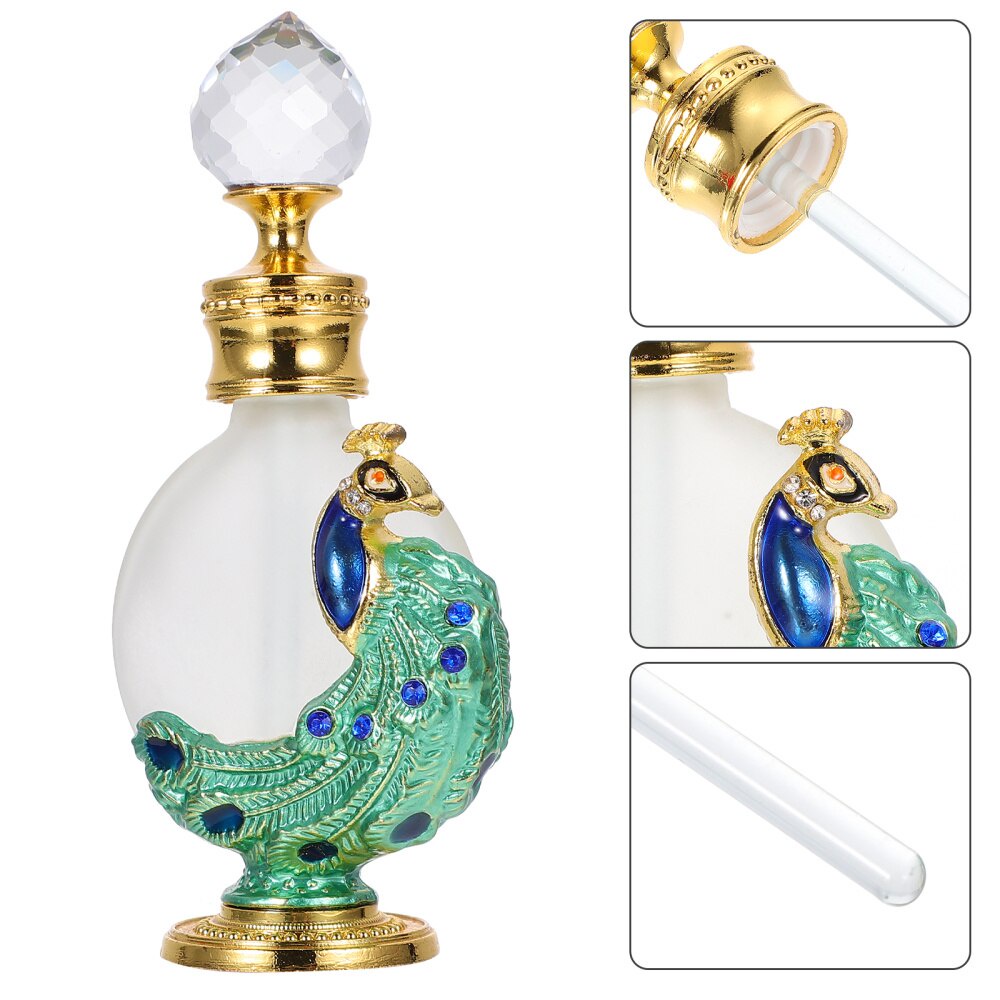 1pc Peacock Design Perfume Bottle Creative Essential Oil Bottle Liquid  Holder 