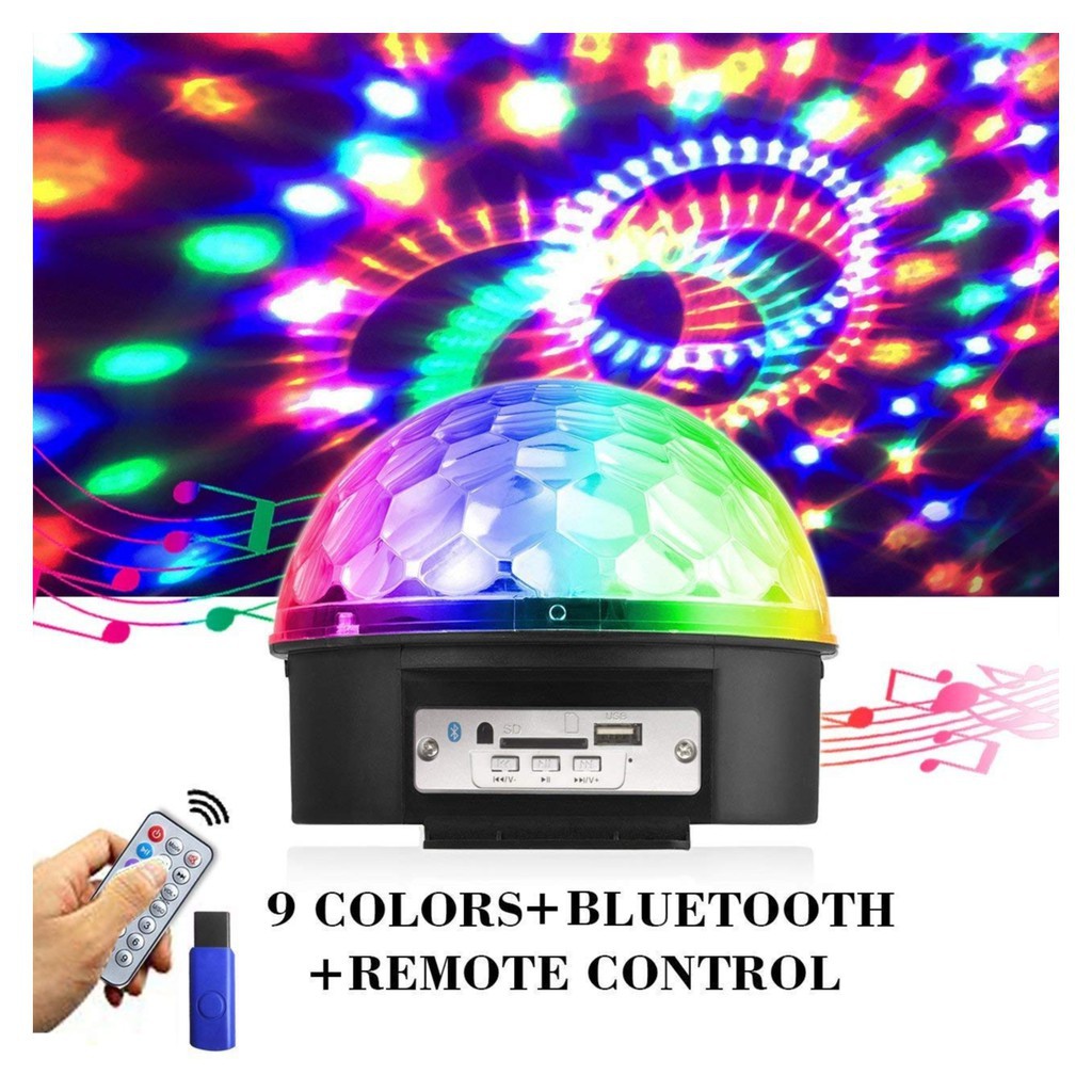 WHS 18W Rotating Magic Ball LED Light Bluetooth Speakers with Remote ...