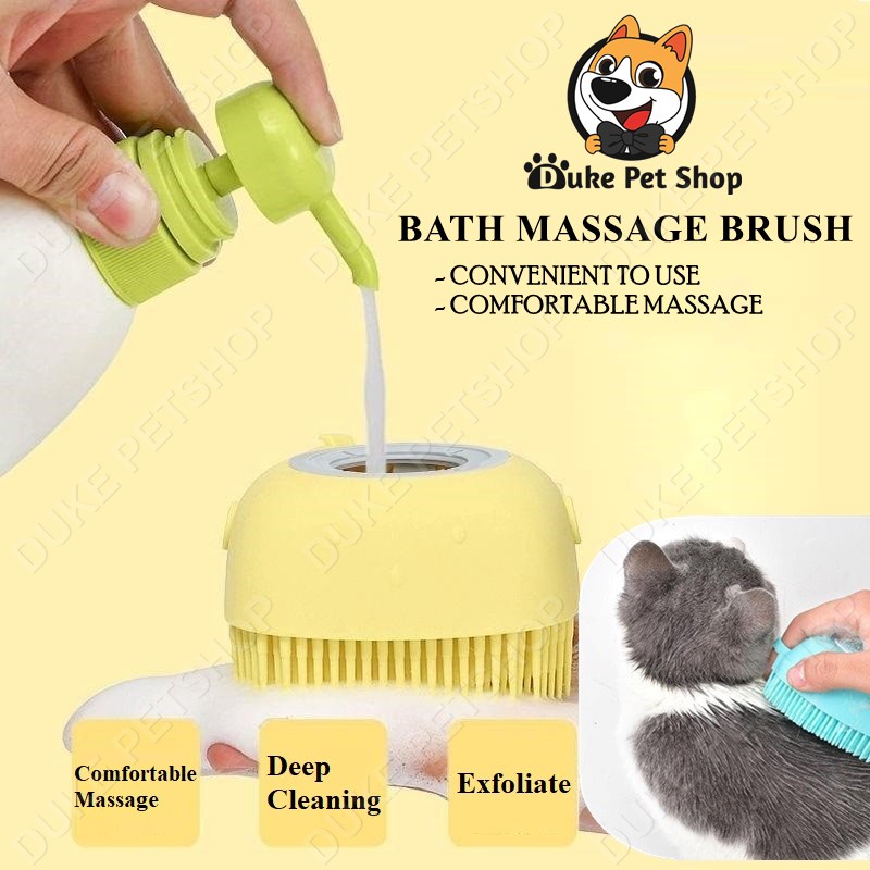 Pet Grooming Shampoo Dispenser Dog Bath Massage Brush Comb Bathroom 