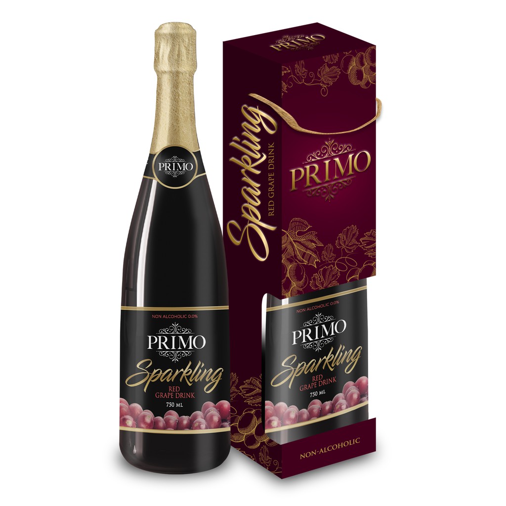 Primo Red Grape Sparkling Juice 750ml with Free Gift Bag Shopee
