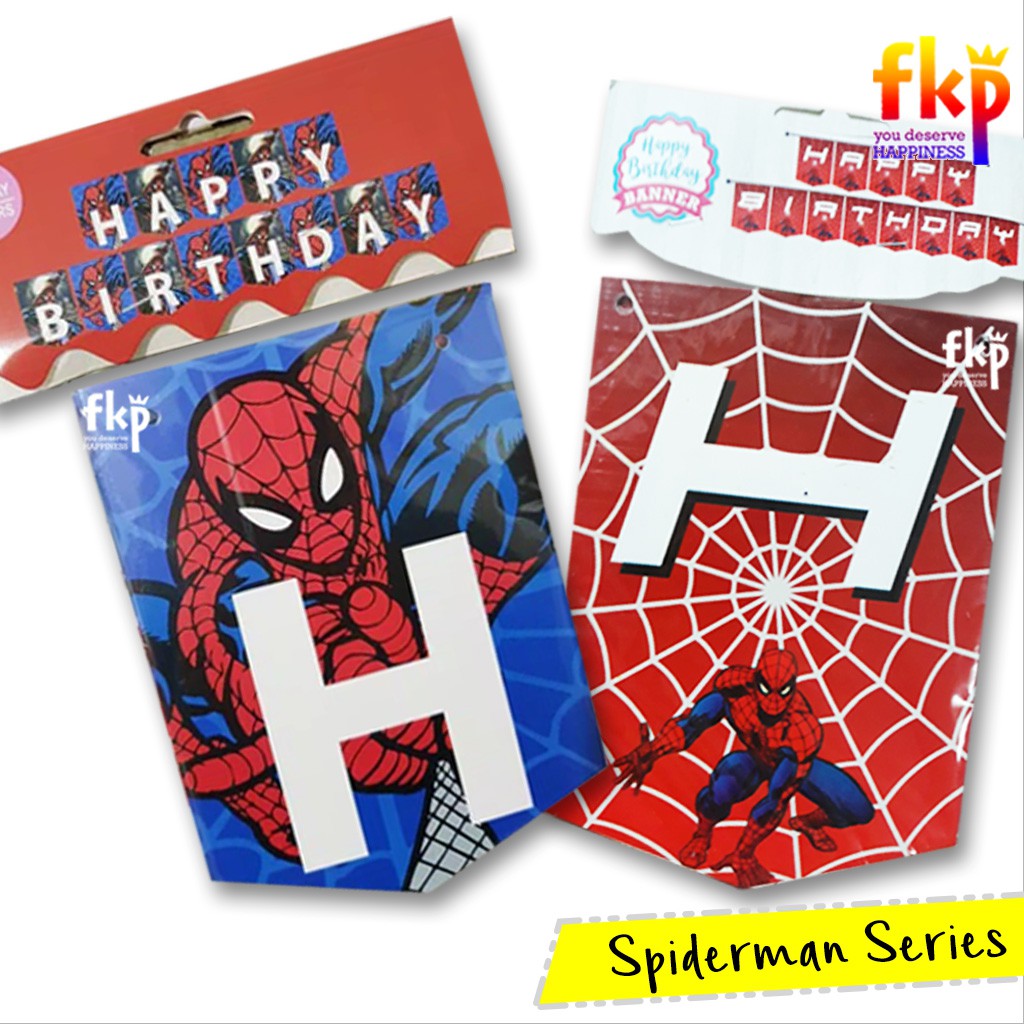 Fun KIDS PARTY HBD Spiderman Banner / Bunting Flag Happy Birthday ...