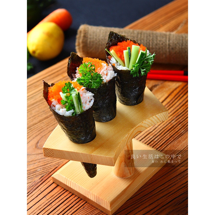 Japanese Hand Roll Rack Bamboo Wood Hand Roll Desk Sushi Stand Hand ...