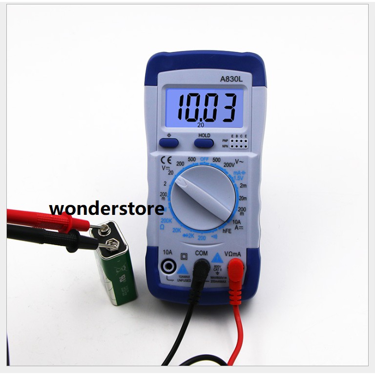 830l LCD multi-function power meter with backlight and white 9V battery ...
