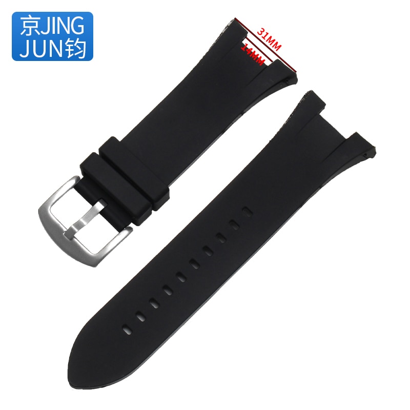 BRETA 31 14mm Black Rubber For Armani Exchange AX1042 AX1050 AX1114 Watch Strap Fits Tool