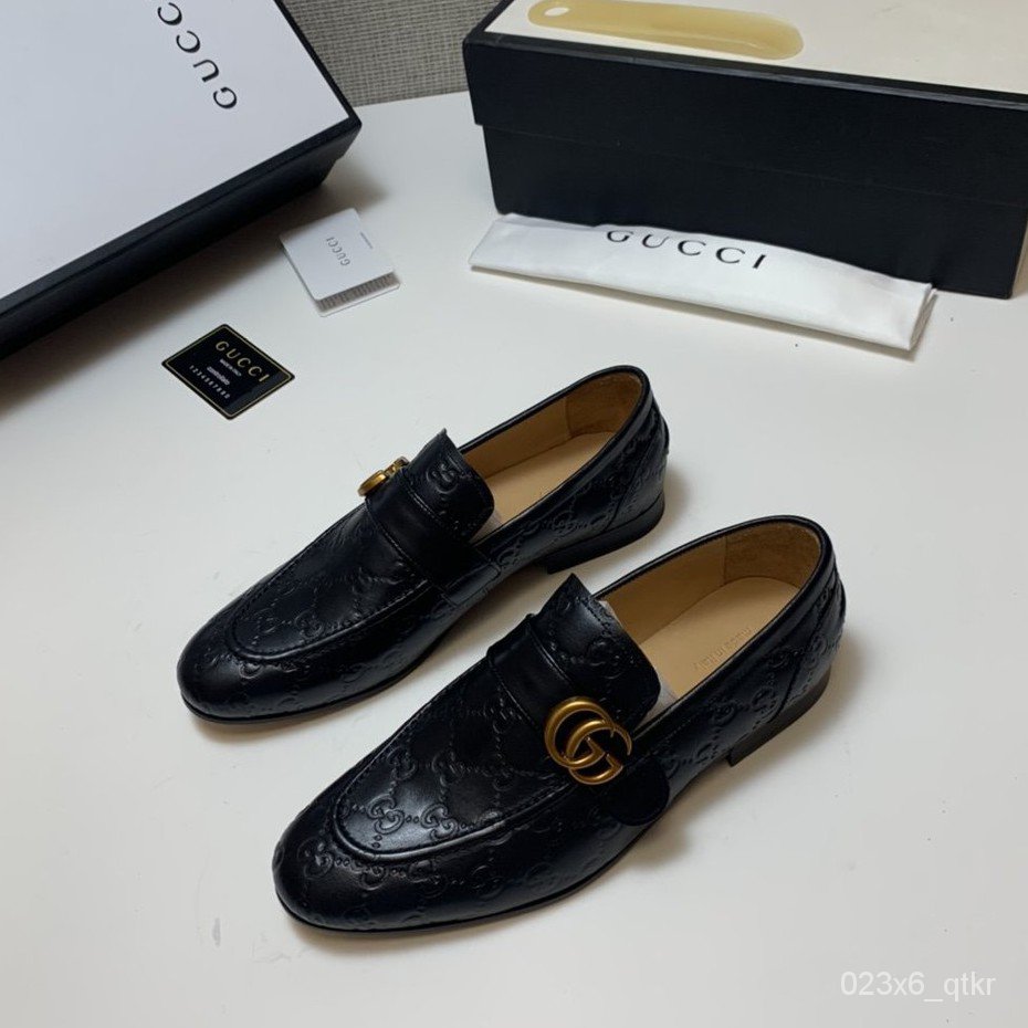Gucci Genuine Leather Loafer with Double G Shoes For Men qUeX | Shopee ...