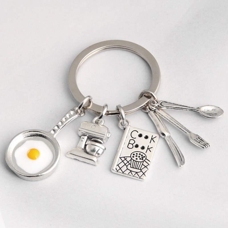 New Cooking Keychain Home Cooking Key Ring Fried Egg Pan Blender Cook ...