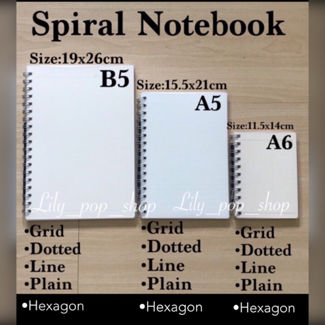 B5 A5 A6 Spiral Plain Notebook Lined Grid Plain Dotted Shopee Philippines