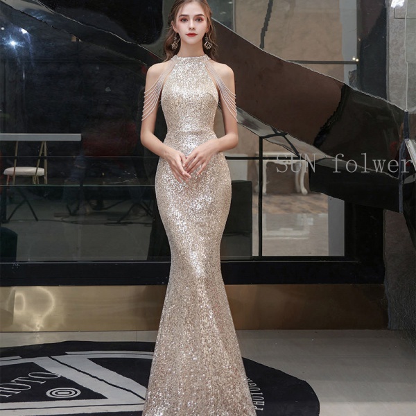 【Sun flower】New Banquet Evening Dress Dress Women2021New Noble Elegant ...