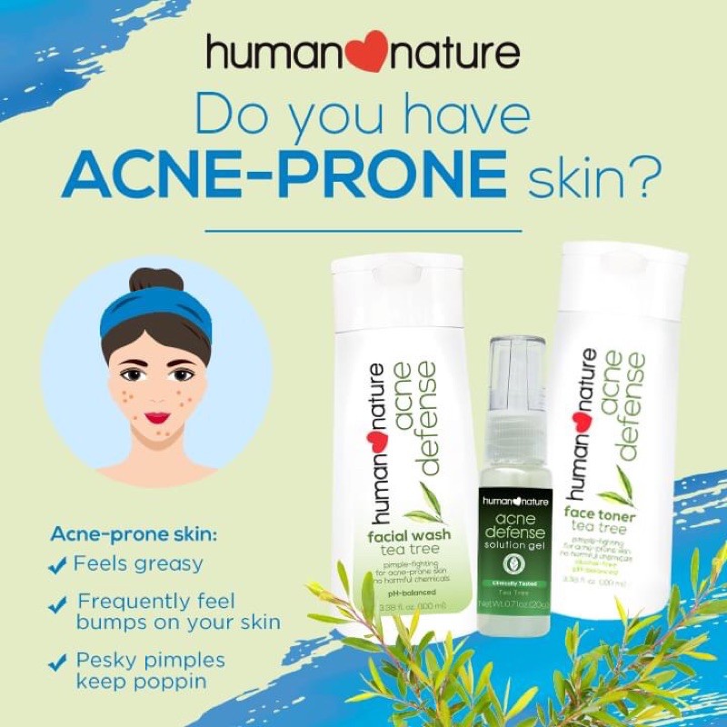 HUMAN NATURE Acne Defense Facial Wash / Face Toner / Gel (New Packaging) Shopee Philippines