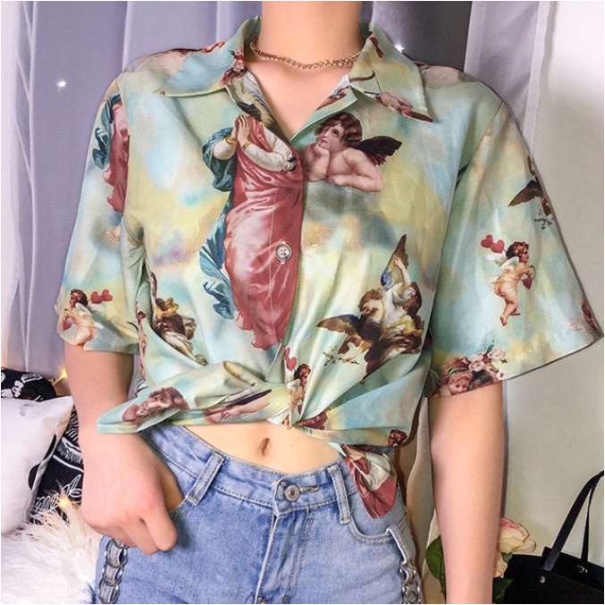 Floral polo crop top hotsell