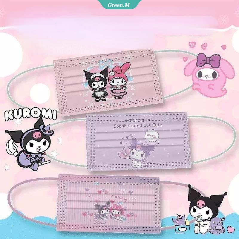 50Pcs Cinnamoroll Sanrio Kuromi Anime Cartoon Mask Fashion Disposable