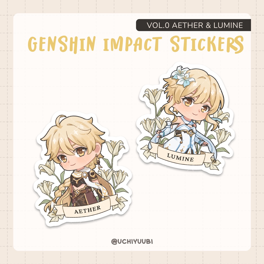 Genshin Impact Matte / Glitter Vinyl Stickers [vol.0 Aether & Lumine ...