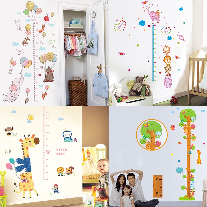 【Ship In 48h】Cartoon Wall Sticker Kids Room Height Measuring Ruler DIY