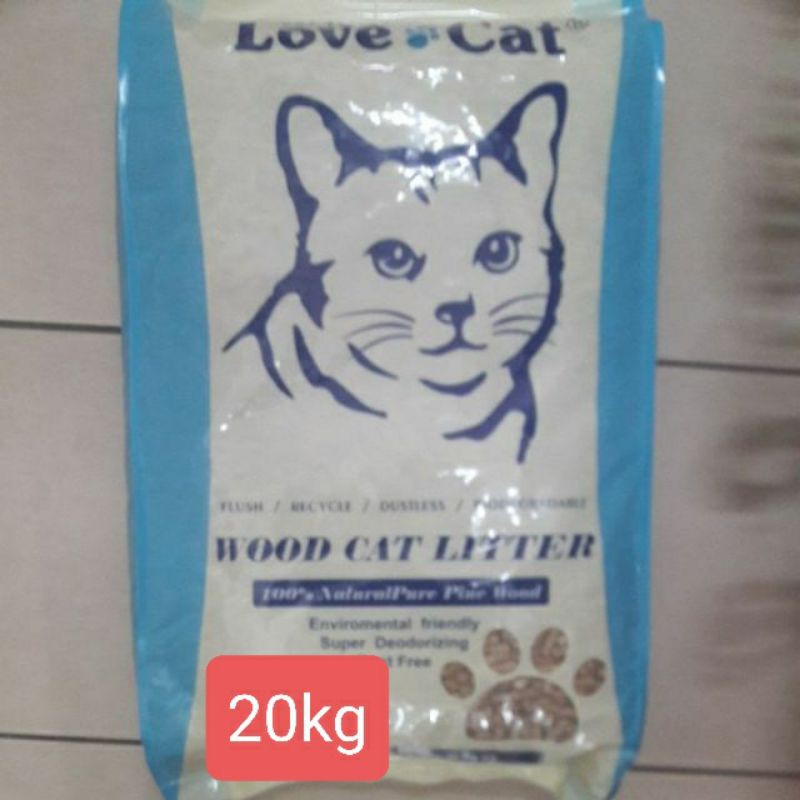 Love cat pine wood cat litter 20kg for cat habuk kayu 20kg for cat