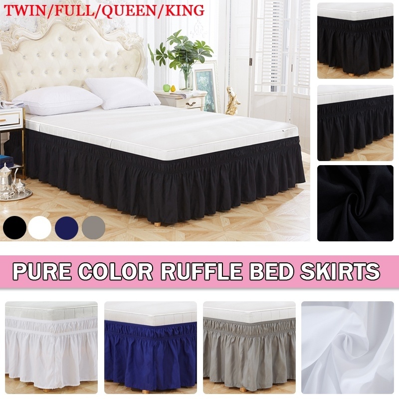 Elastic Pure Color Bed Skirts Without Bed Surface High Quality Ruffle