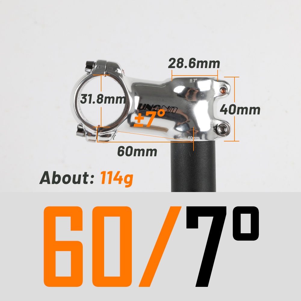 UNO Stem Mountain Bike Stem Silver Bicycle Stem Ultralight MTB Stem 7