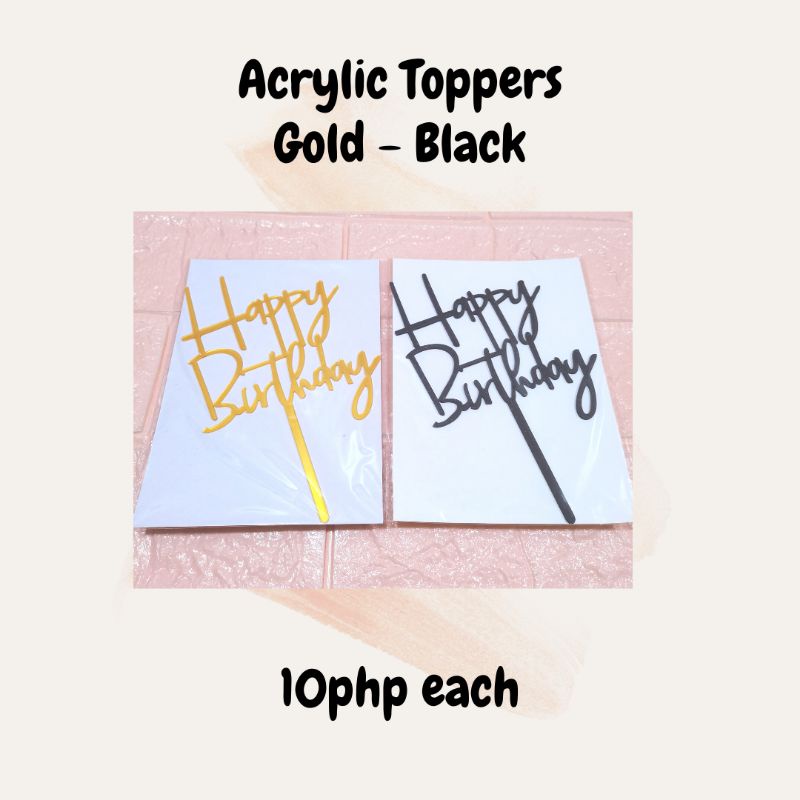 Acrylic Cake Toppers - Happy Birthday - Gold Black | Shopee Philippines