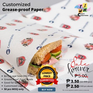 Custom printed greaseproof paper from only 1.000 pcs.