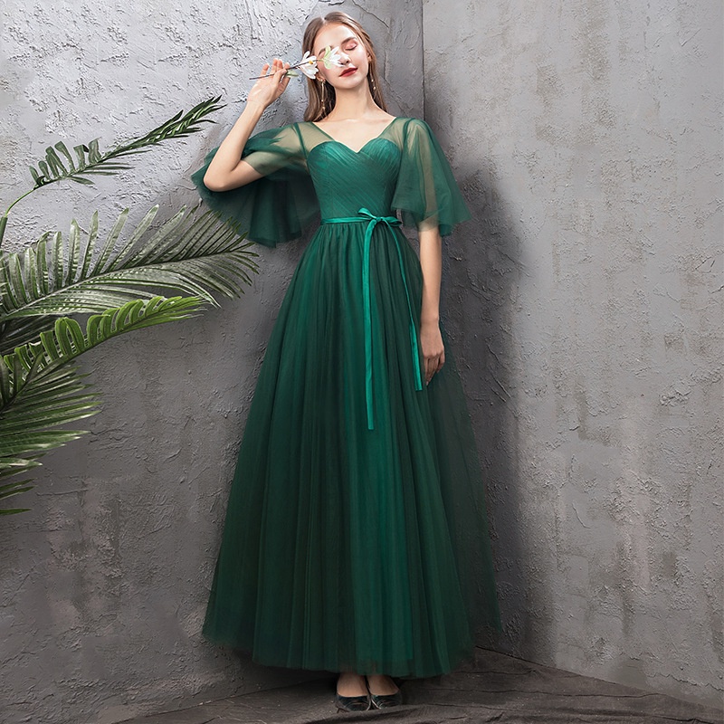 emerald green dress philippines Emerald Green Prom Dresses Halter Satin Ball Gowns – luladress main image 1