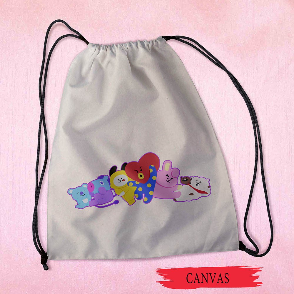 READY TO SHIP BTS Drawstring Bag RM Jin Suga J Hope Jimin V and Jungkook 13 x 17 Inches