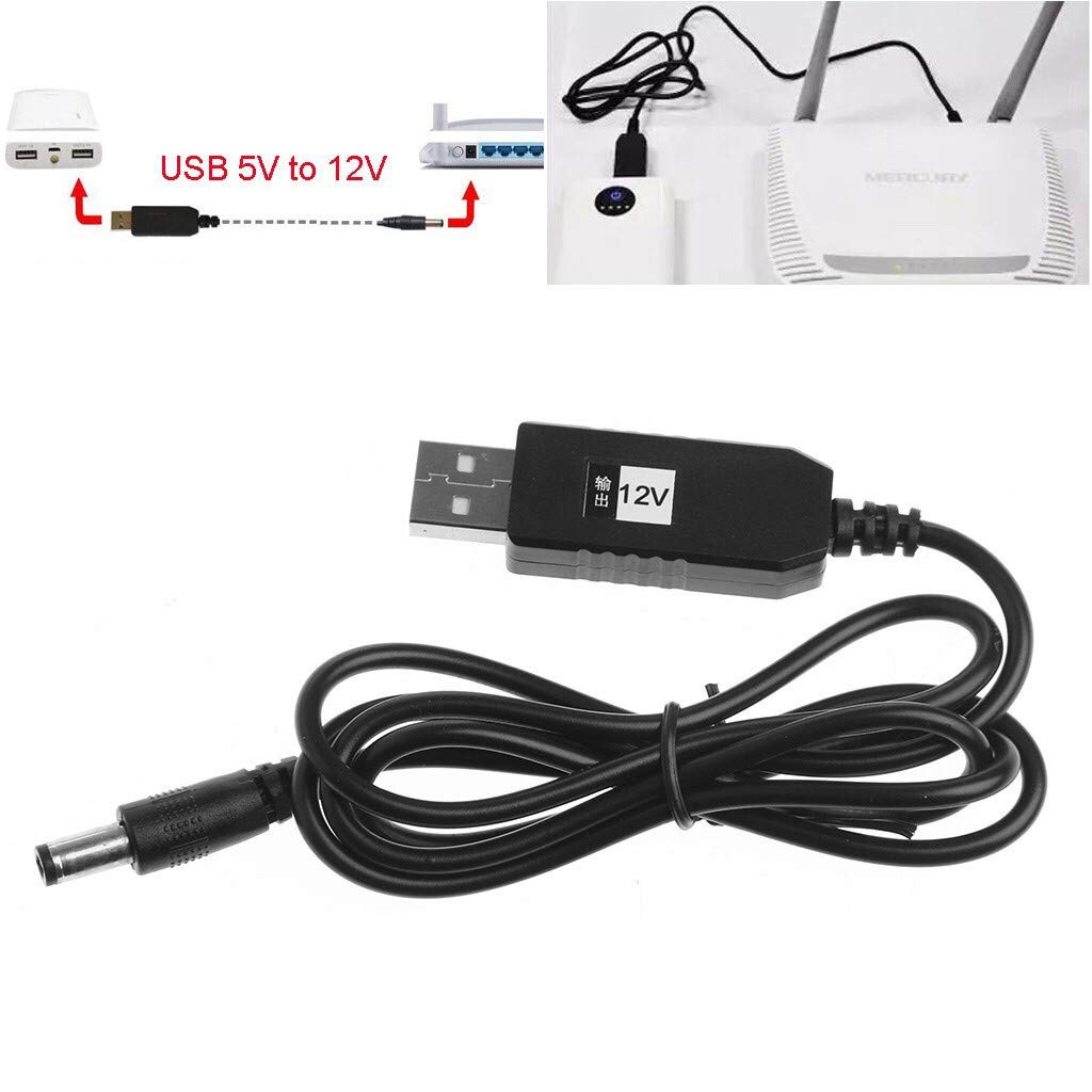 WiFi Connector Powerbank Cable DC 5V to 12V USB WiFi Cord Router Modem ...