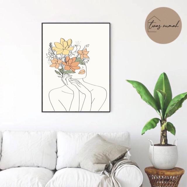 Poster Frame Sketch Esthetic Flower Wall Decor Art Wall Decoration ...