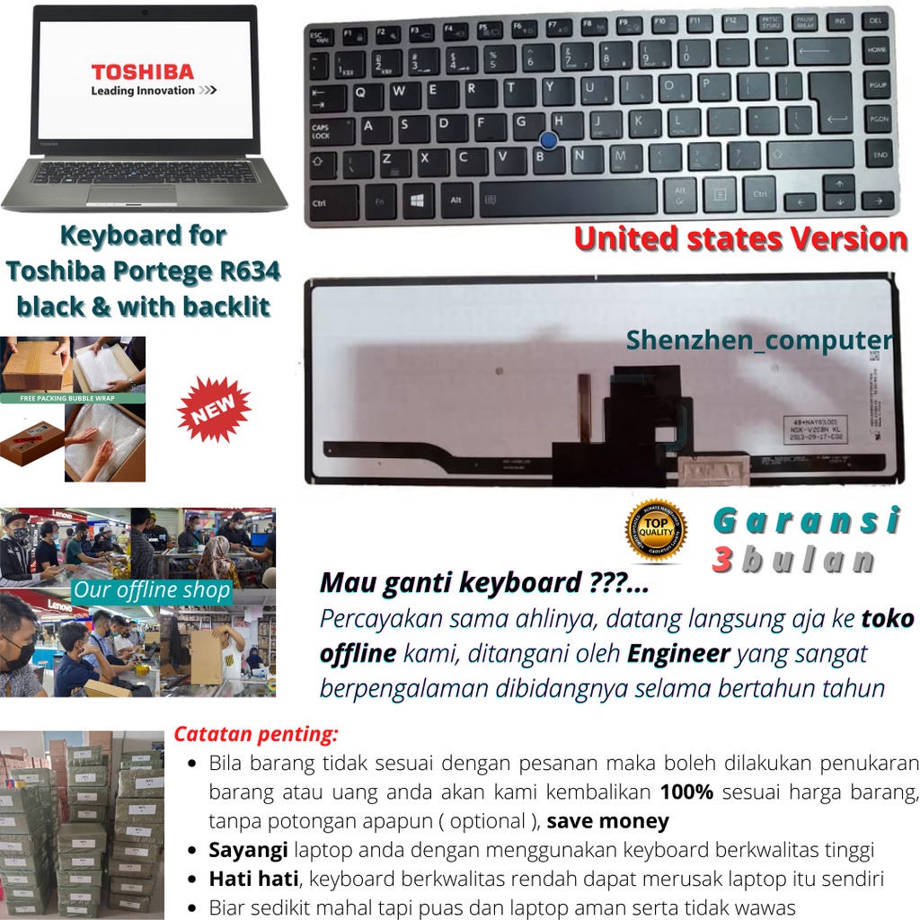 Toshiba dynabook R634 Keyboard with backlit - original product | Shopee ...