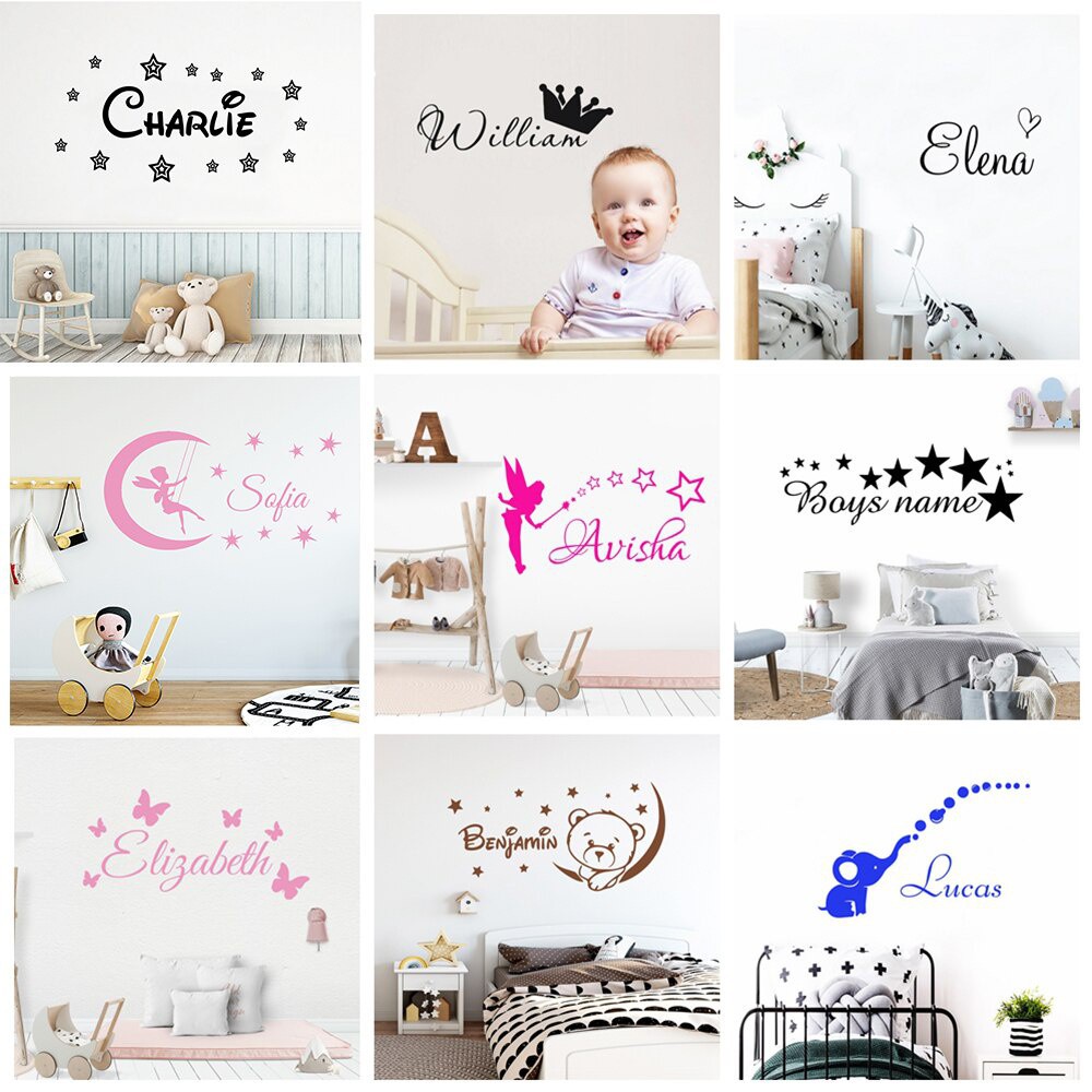 Cartoon Custom Wall Decal Personalized Names Home Decoration Baby Name ...