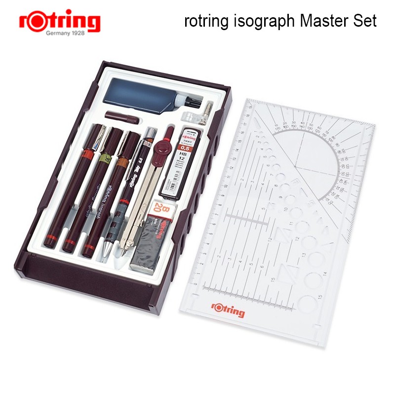 Rotring Master Isograph refilled ink porous-point pen drawing tools set ...
