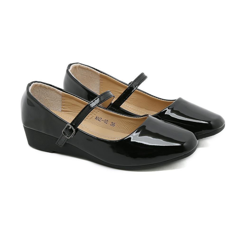 Black Wedge shoes school shoes for women ANZ-XC | Shopee Philippines