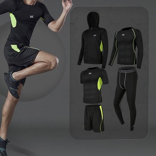 ◐♀Workout clothes suit men running basketball sportswear outfit male  quick-drying to the gym shorts in summer of
