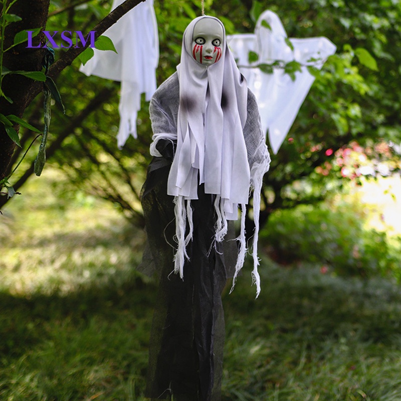 Lxsm Halloween Hanging Ghost Decorations Outdoor With Scary Sounds And Led Eyes Upgrade Scary 