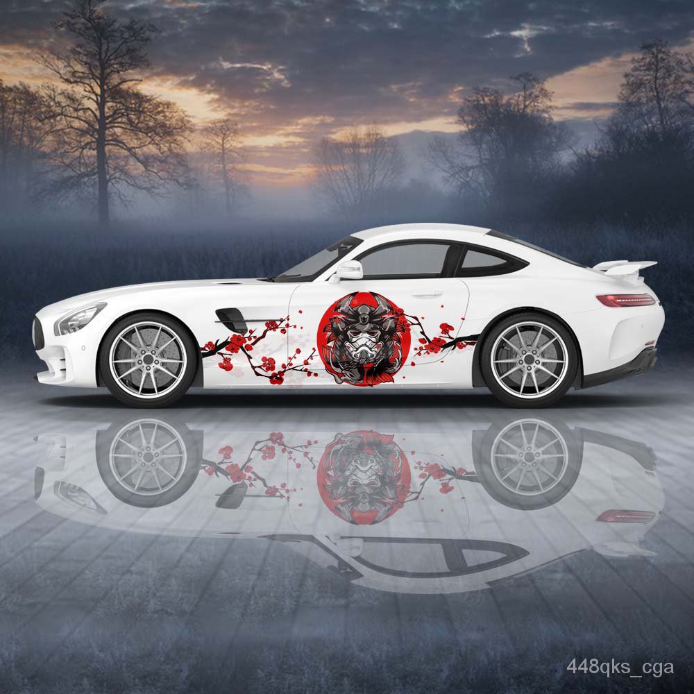 jdsJapanese Samurai Car Stickers Painting Taoist Cherry Blossom ...