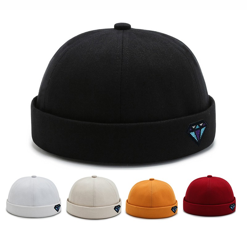 Men Women Docker Sailor Biker Hat Cap Casual Brimless Solid Color Hat ...