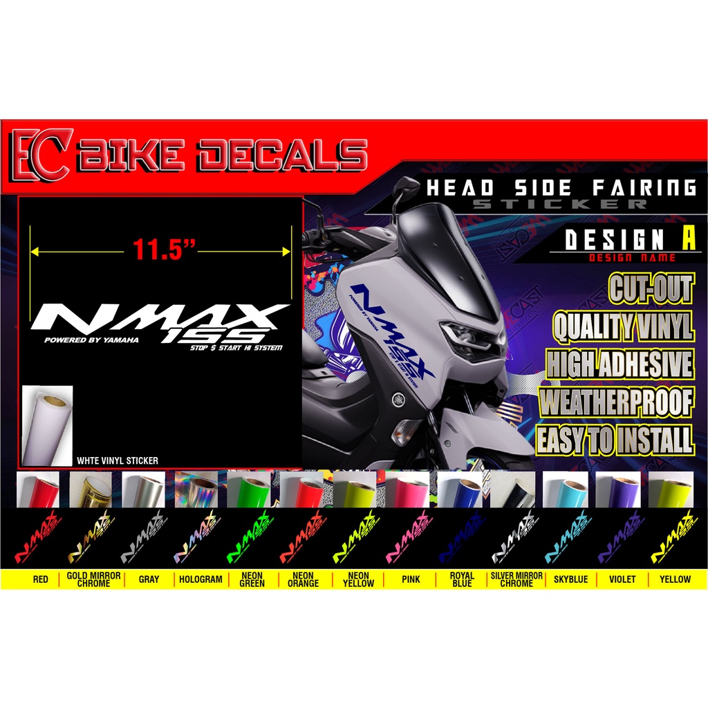 Yamaha NMAX 155 Side head Fairings Sticker Stop and Start | Shopee ...