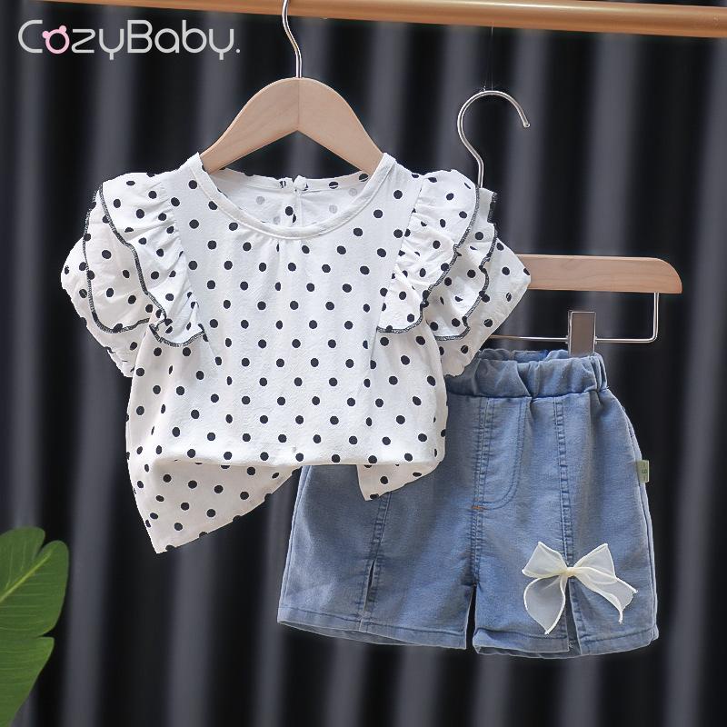 CozyBaby Baby Girls Set 2Pcs Spring and Summer New Polka Dot Short