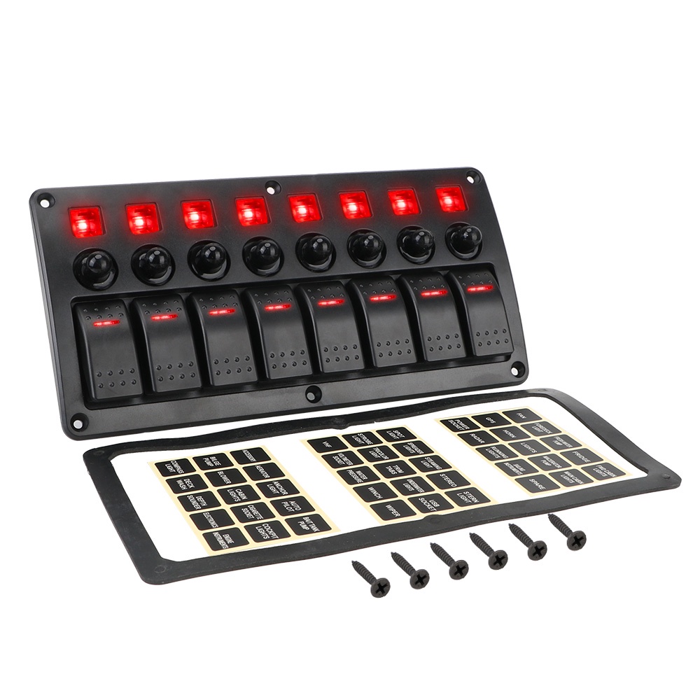 8 Gang LED Switch Panel Waterproof Rocker Switch Panel 12/24V | Shopee ...