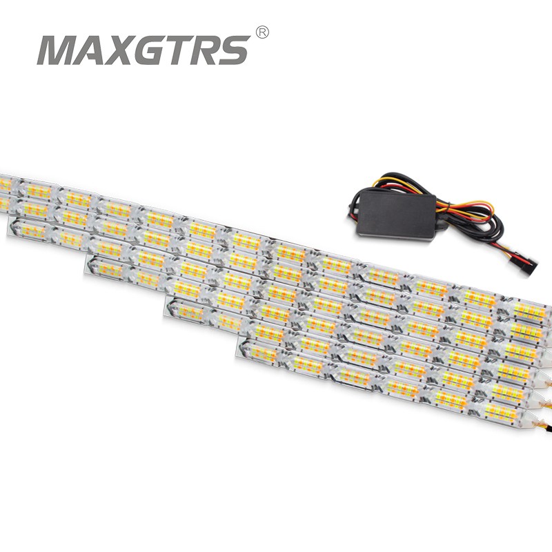 Maxgtrs Car Flexible Switchback LED Strip Light Flasher Dual Color DRL ...