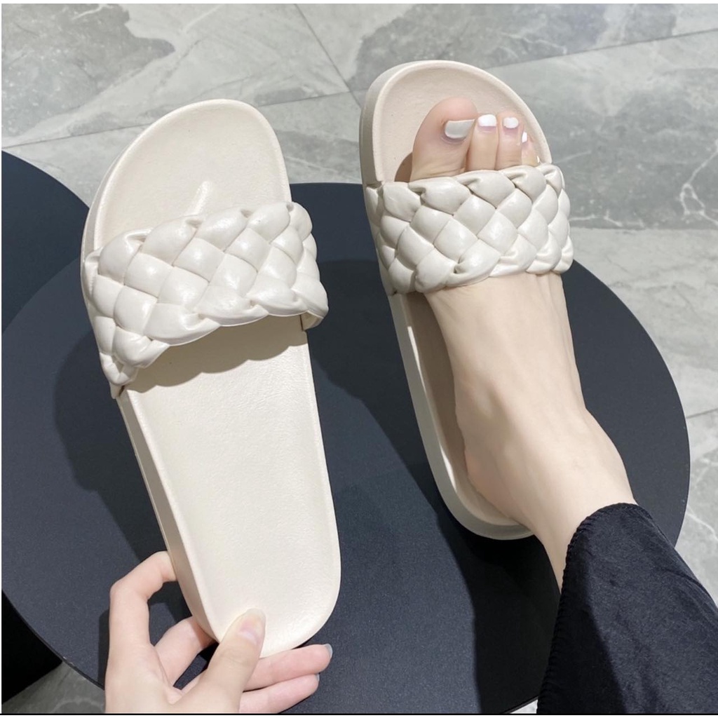 KNOT strap design New Slippers For Women One Strap Simple Flat Slip-on ...