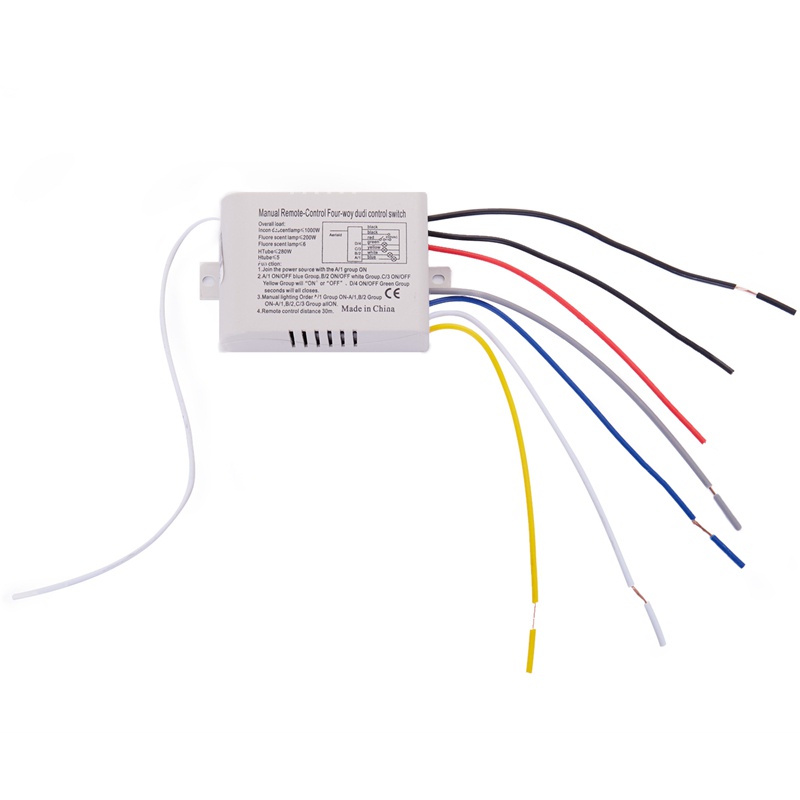 4 Way Light Lamp Digital Wireless Remote Control Switch ON/OFF 220V ...