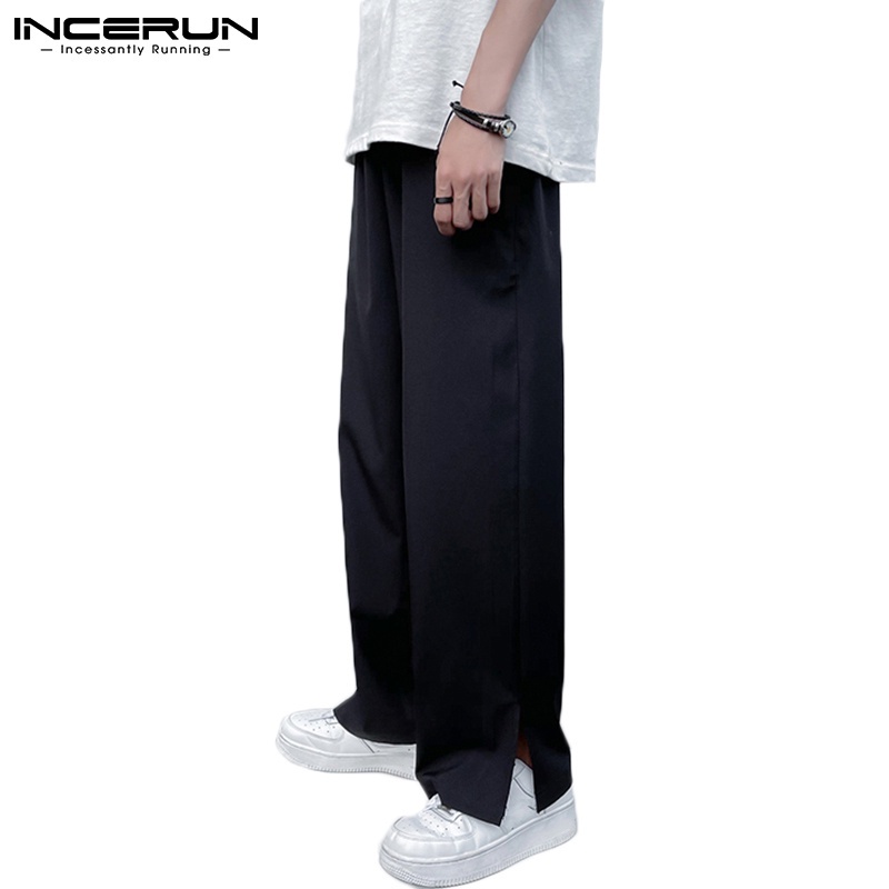 INCERUN Men's Japanese Style Casual Solid Color Side Split High Waist ...