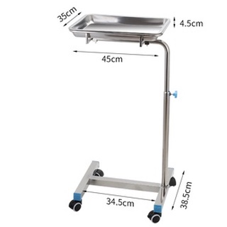 Mayo Instrument Table Stainless Steel Adjustble Height with 4 Wheels ...
