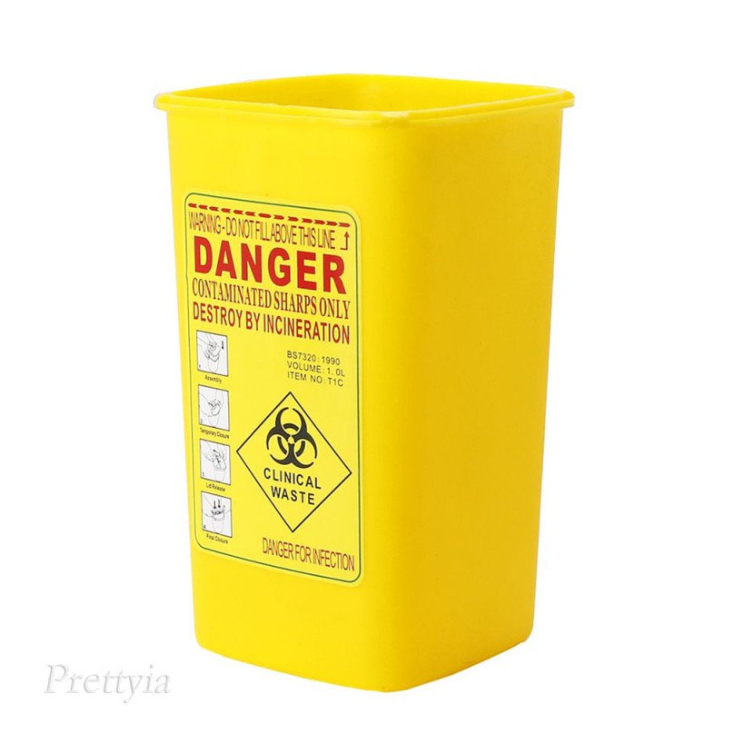 Sharps Container Biohazard Needles Disposal Medical Tattoo Waste Bin 1L