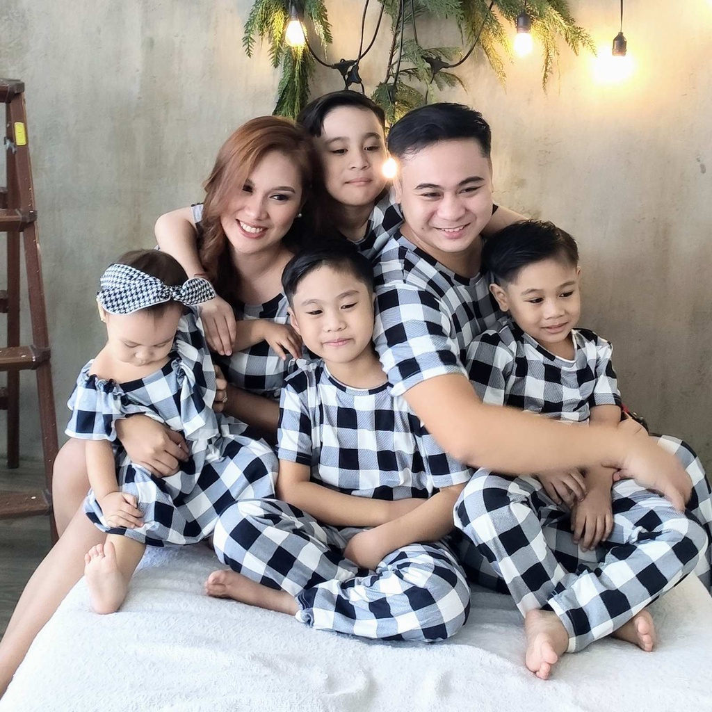 CHECKERED TERNO PAJAMA FAMILY SET TWINNING COUPLE