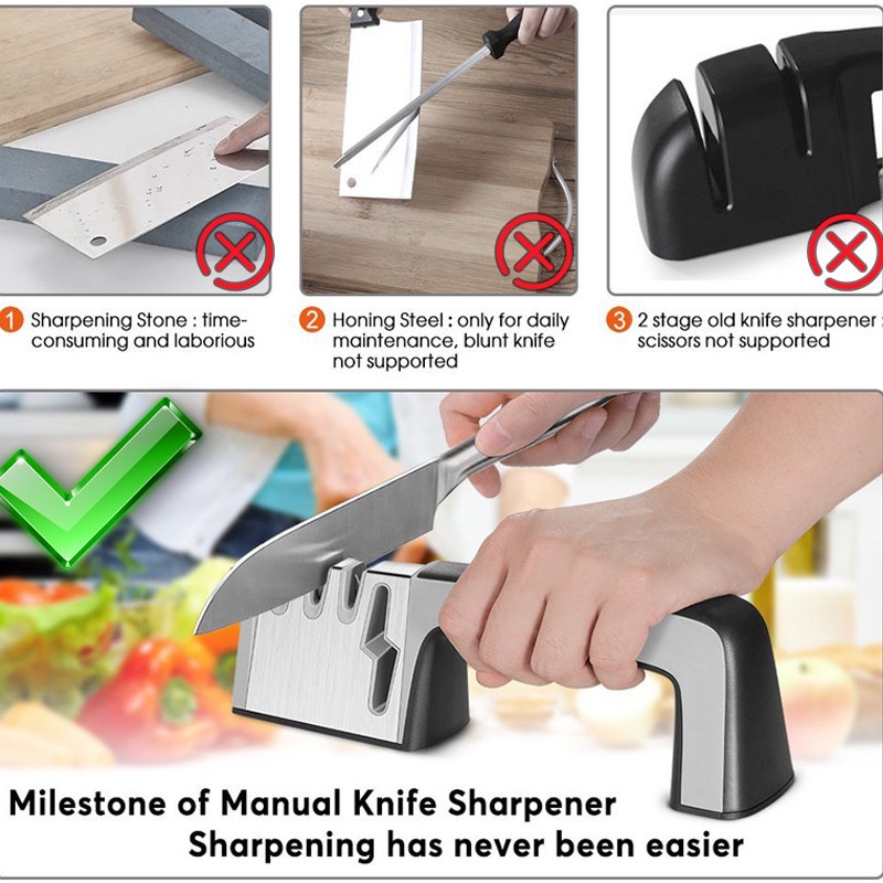 Kitchen Knife Sharpener stone Diamond Coated Fine Rod Scissors and ...