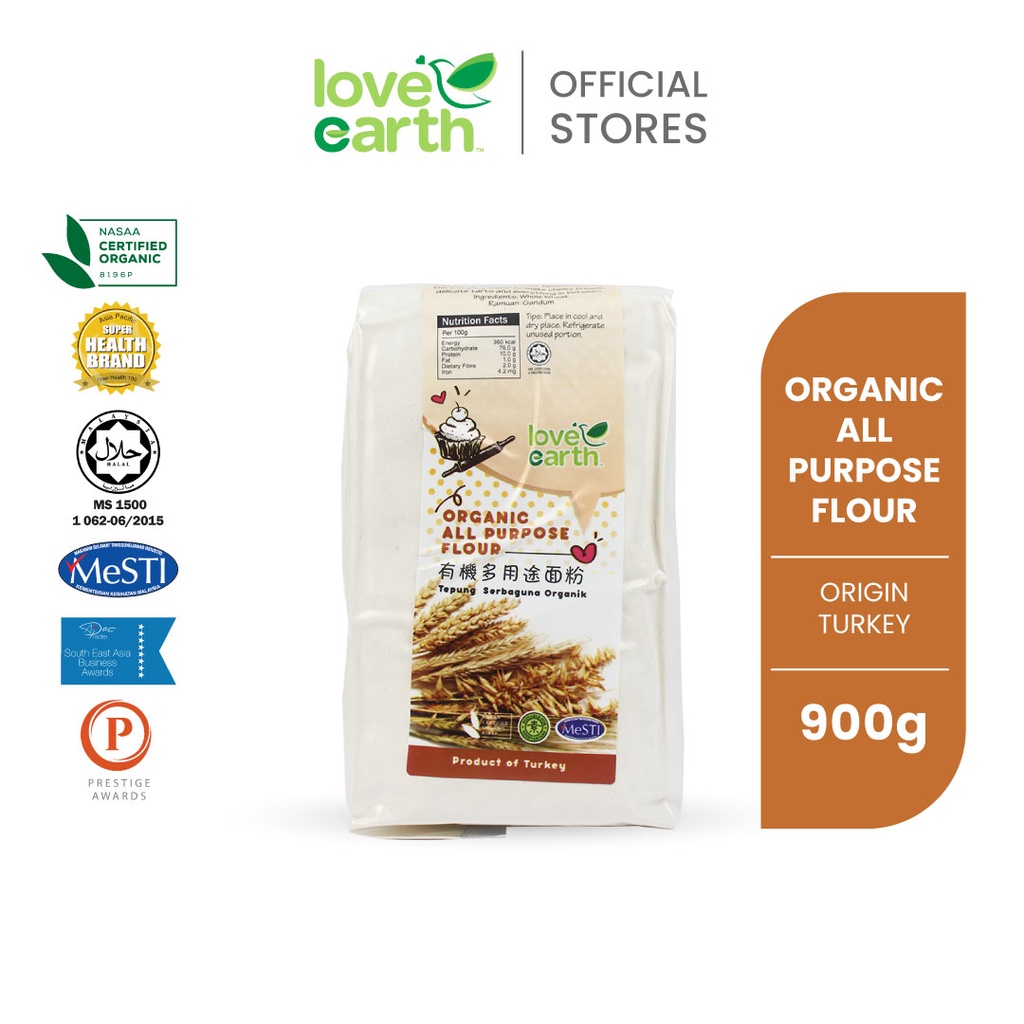 Love Earth Organic All Purpose Flour / Plain Flour / Wholemeal Flour